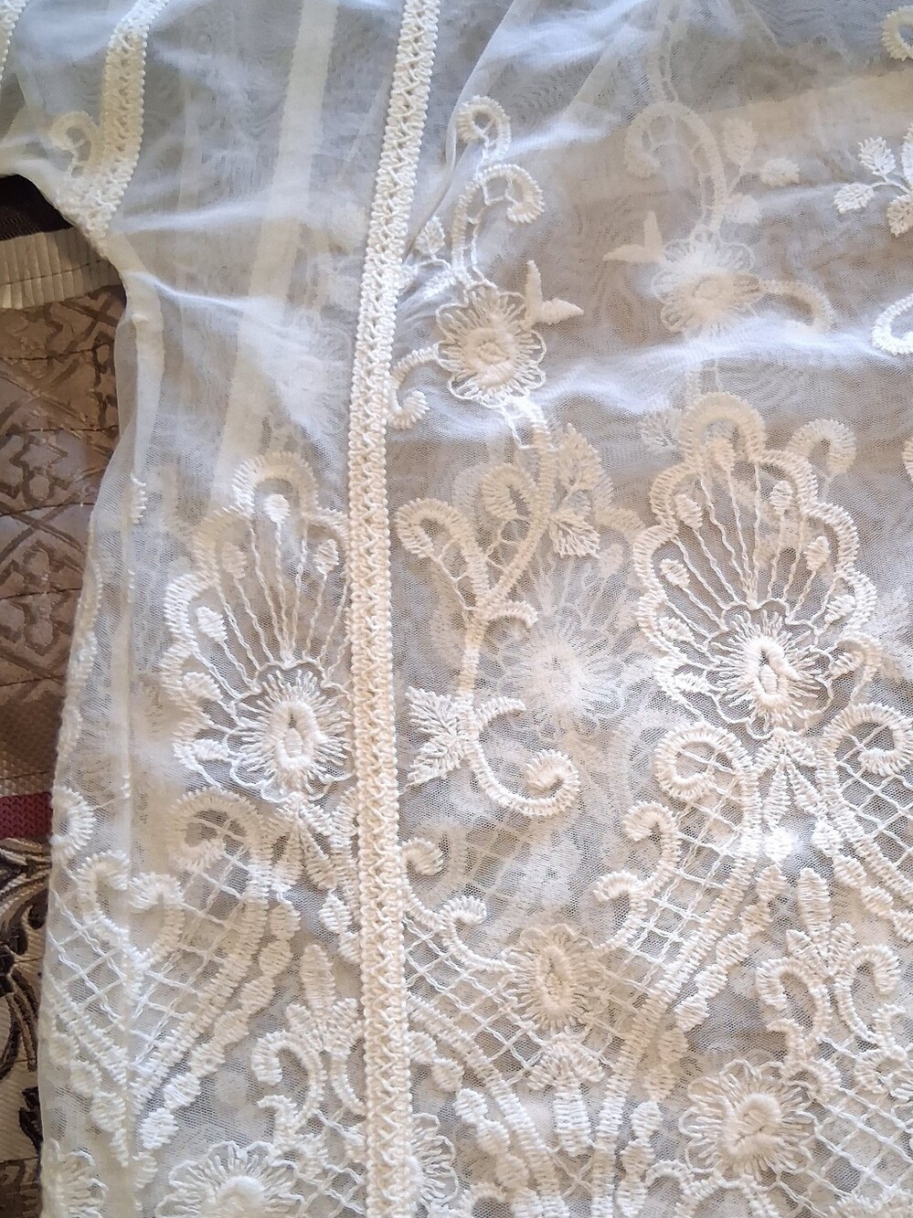 Sundance White Sheer Embroidered Lace Blouse - Picture 3 of 12